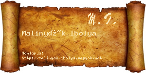 Malinyák Ibolya névjegykártya